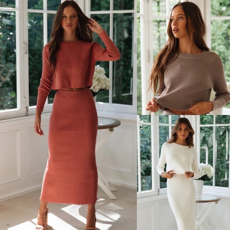 Cozy Knit Skirt and Top Set