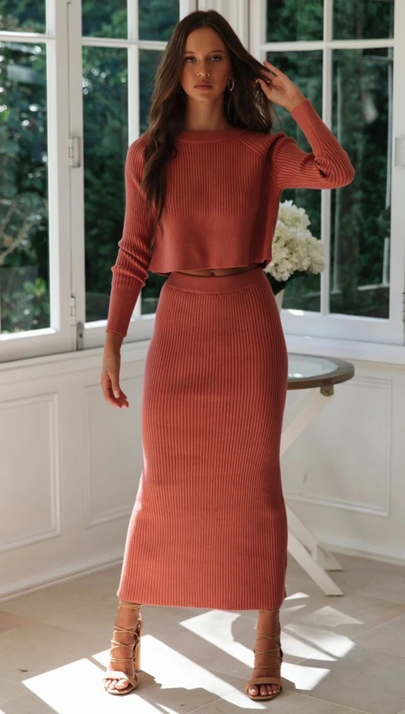 Cozy Knit Skirt and Top Set