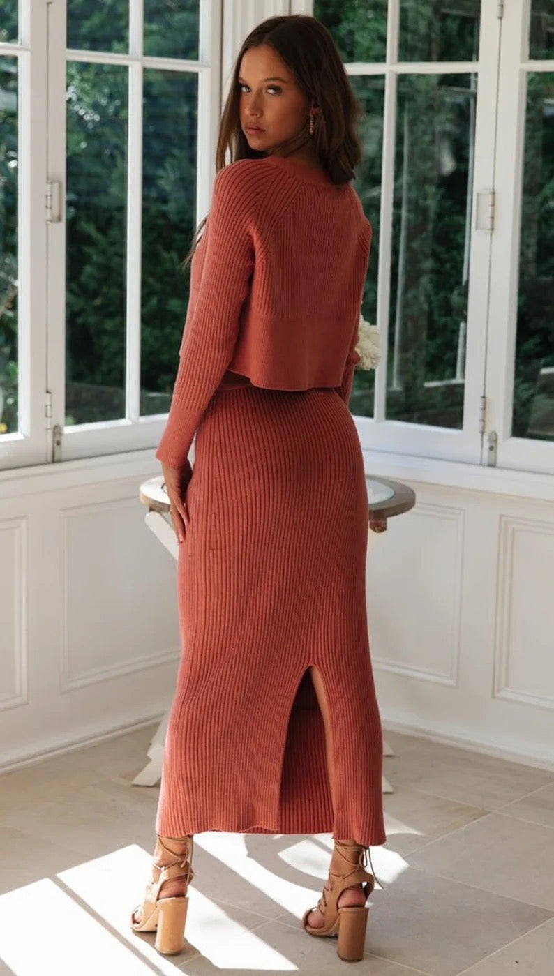 Cozy Knit Skirt and Top Set