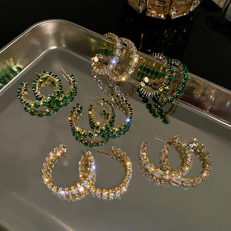 Luxury Crystal Zircon Hoop Earrings