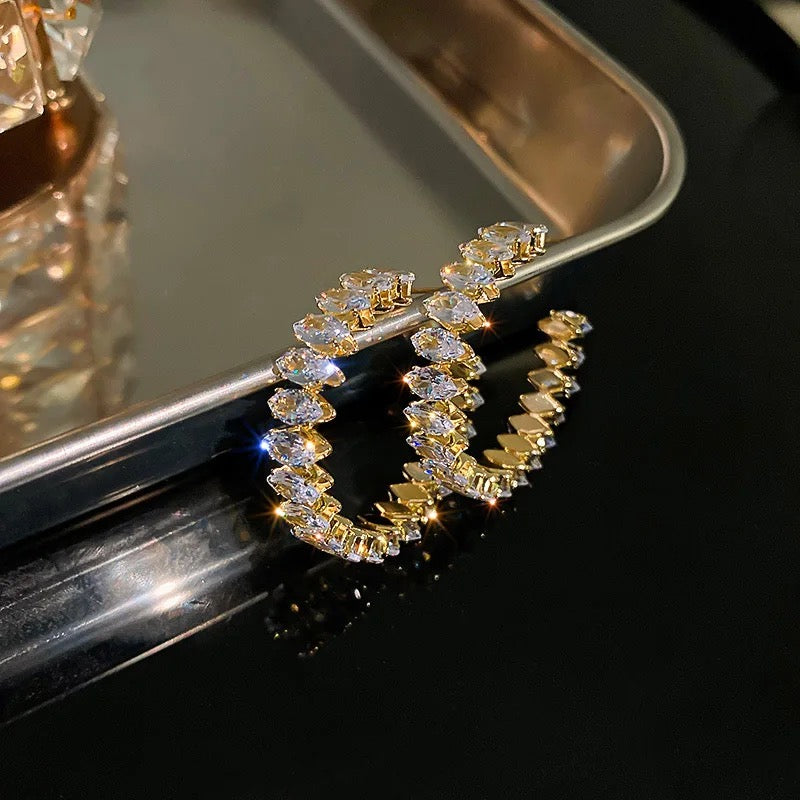 Luxury Crystal Zircon Hoop Earrings