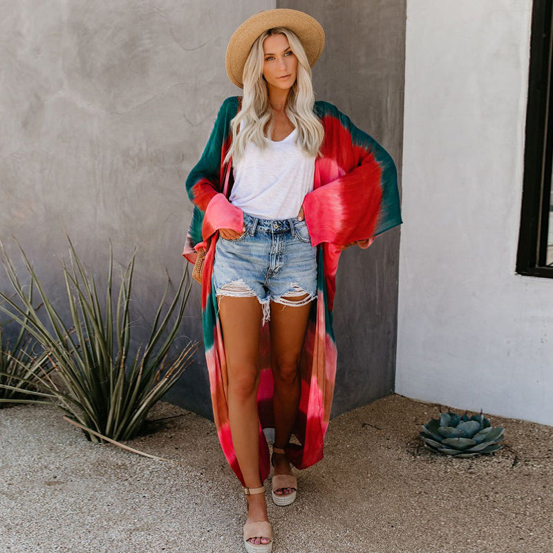 Tie Dye Rainbow Boho Kimono