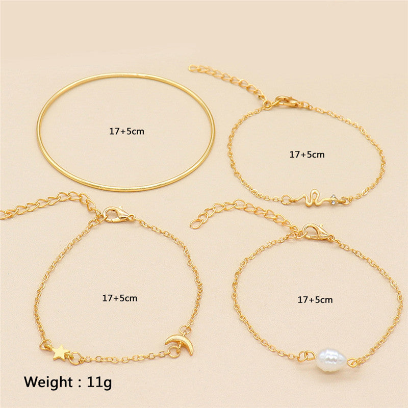 Set of 4 Chain Bracelets, Bohemian Bracelets For Women