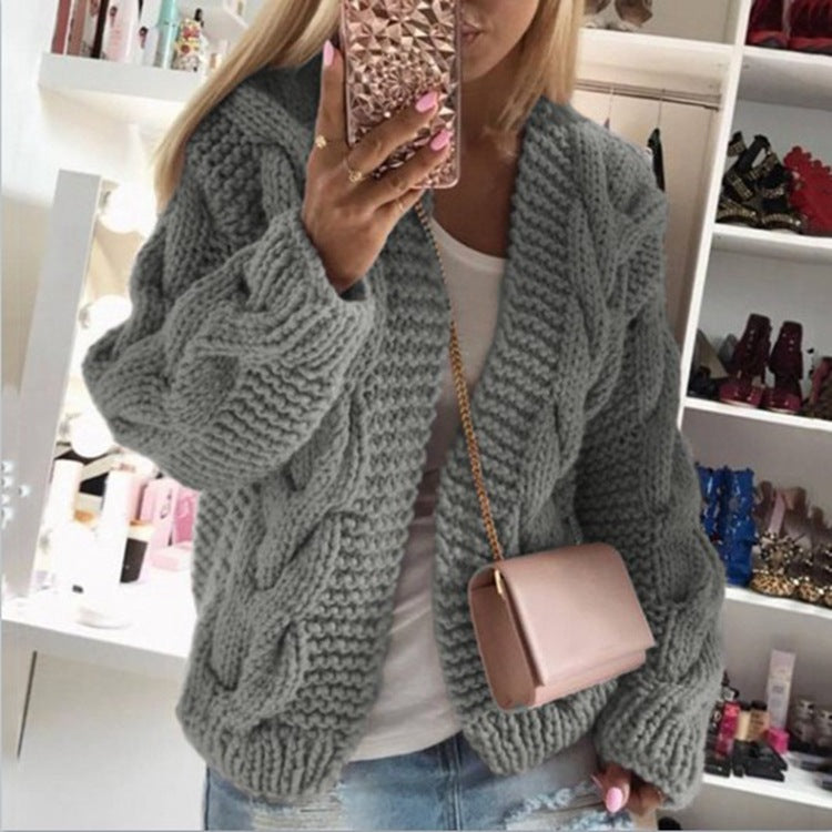 Sweater Cardigan For Women, Knitted Warm Jumper