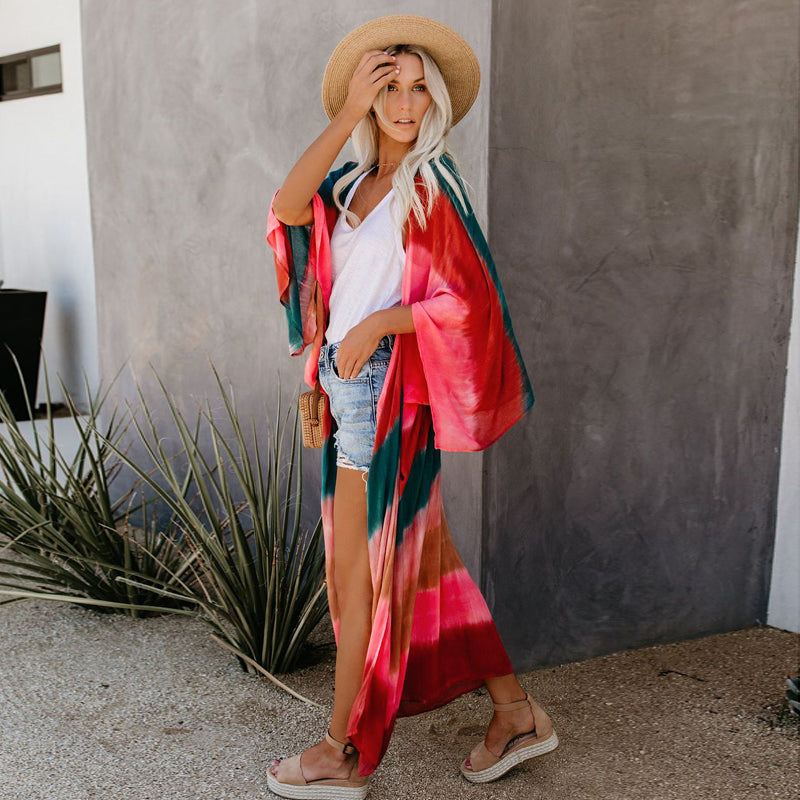 Tie Dye Rainbow Boho Kimono