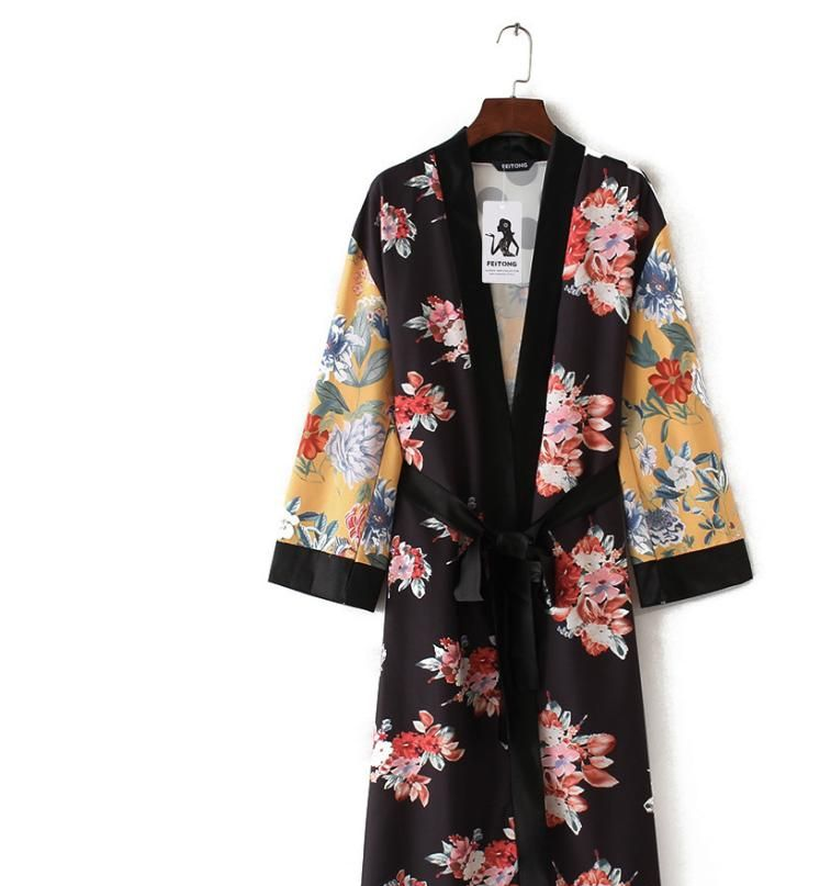 Contrast Patchwork Bohemian Kimono
