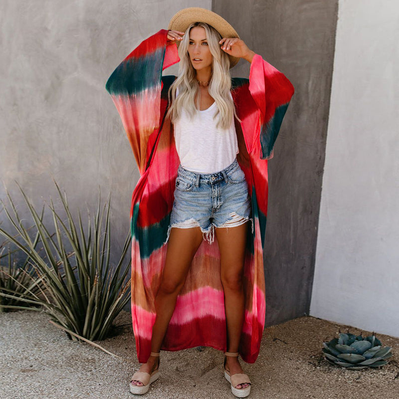 Tie Dye Rainbow Boho Kimono