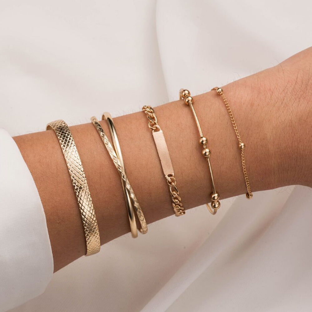Set of 6 Chain Bracelets, Bohemian Bracelets For Women