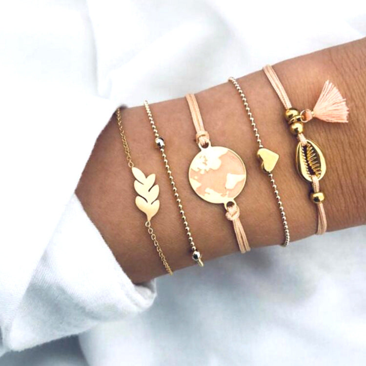 Set of 5 Tassel Bohemian Bracelets, Boho Bracelets For Women