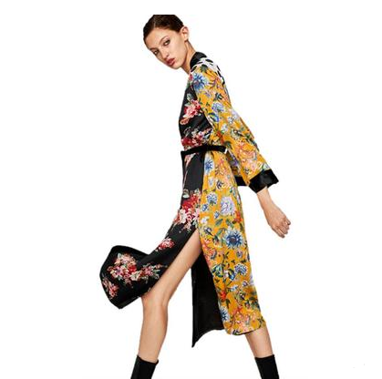 Contrast Patchwork Bohemian Kimono