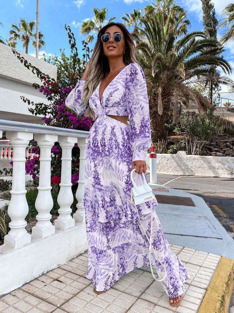 Bohemian Summer Maxi Dress, Boho Floral Dress