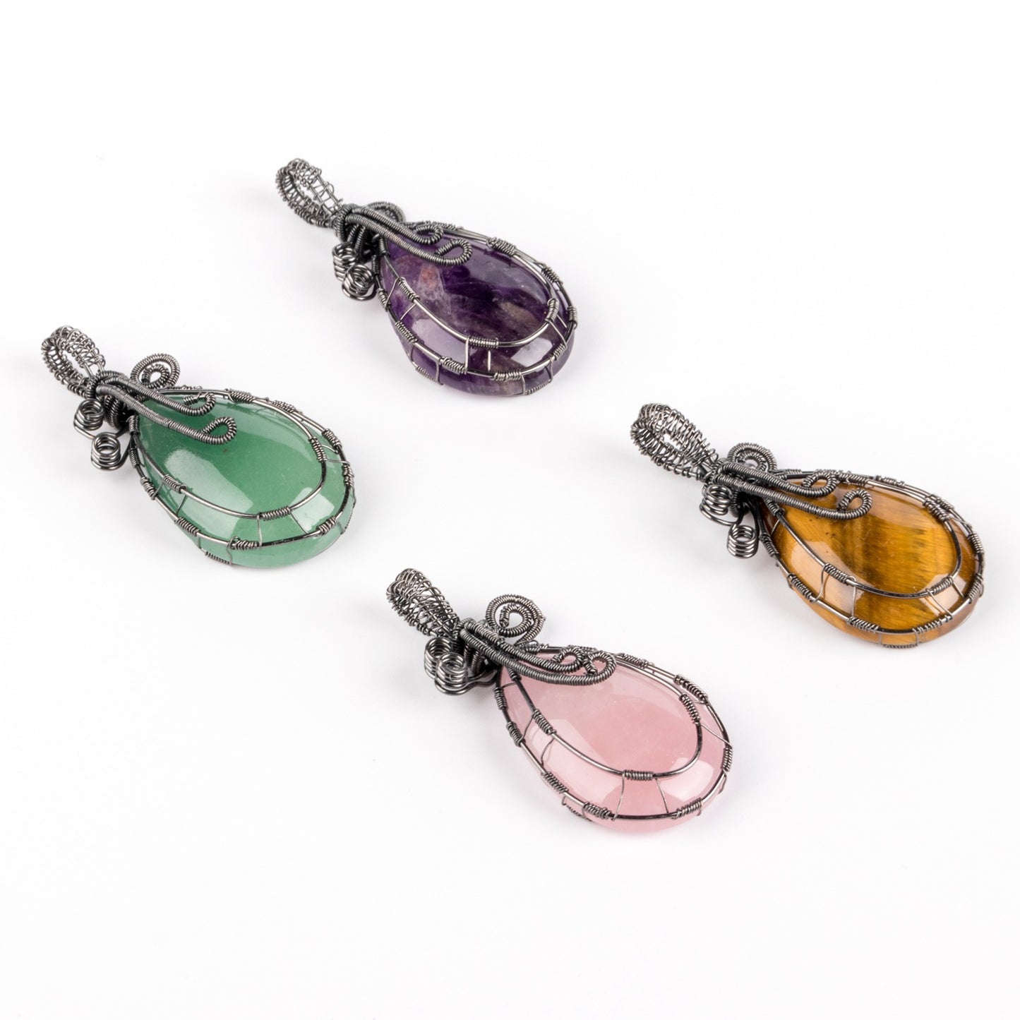 Natural Gemstone Crystal Water Drop Pendant