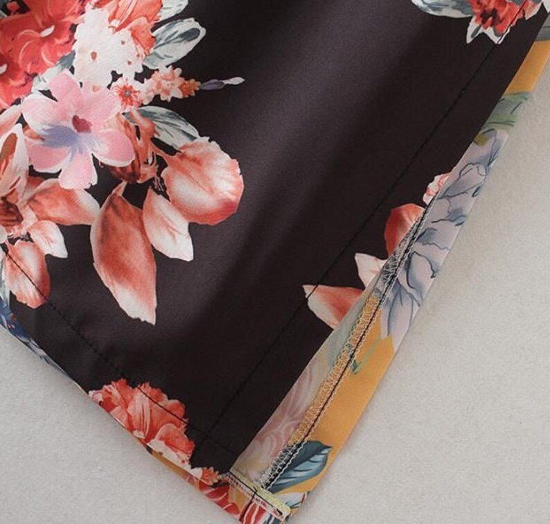 Contrast Patchwork Bohemian Kimono
