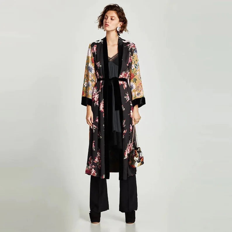 Contrast Patchwork Bohemian Kimono