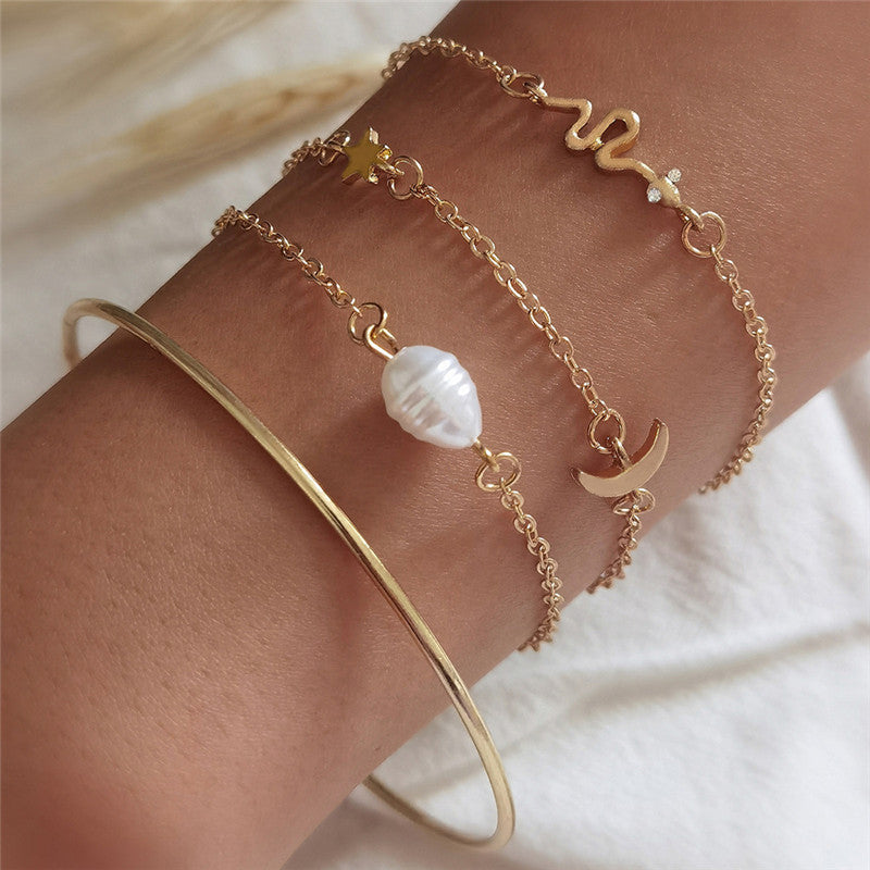Set of 4 Chain Bracelets, Bohemian Bracelets For Women