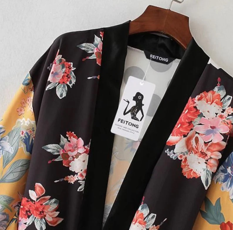 Contrast Patchwork Bohemian Kimono