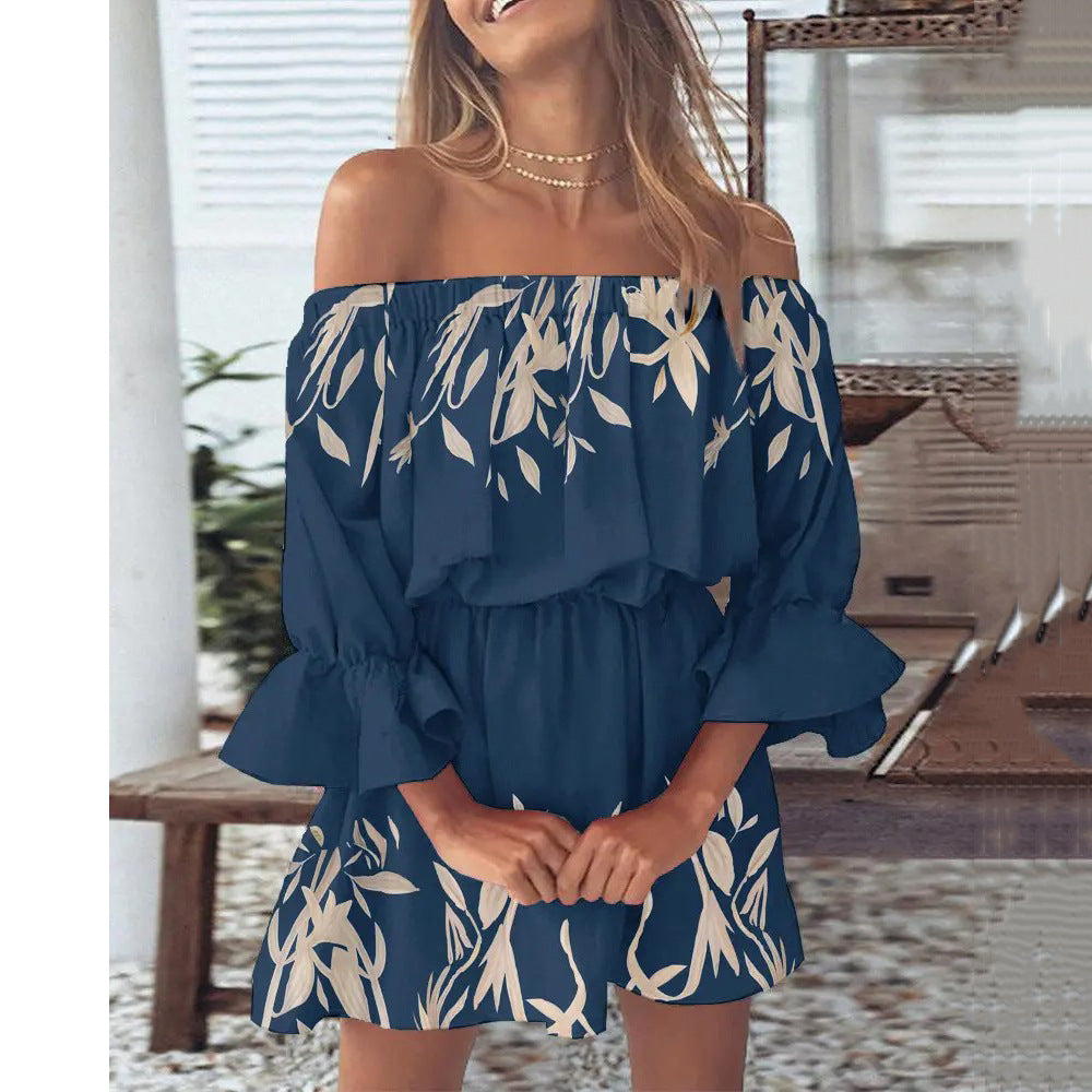 Boho Summer Printed Dress, Mini Bohemian Dress For Women