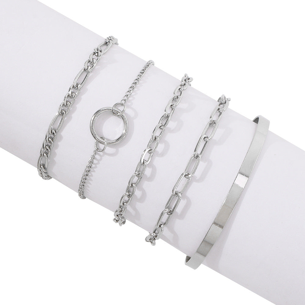 Set of 5 Bohemian Bracelets, Chain Bracelets For Women