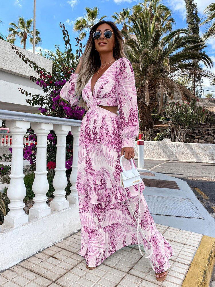 Bohemian Summer Maxi Dress, Boho Floral Dress
