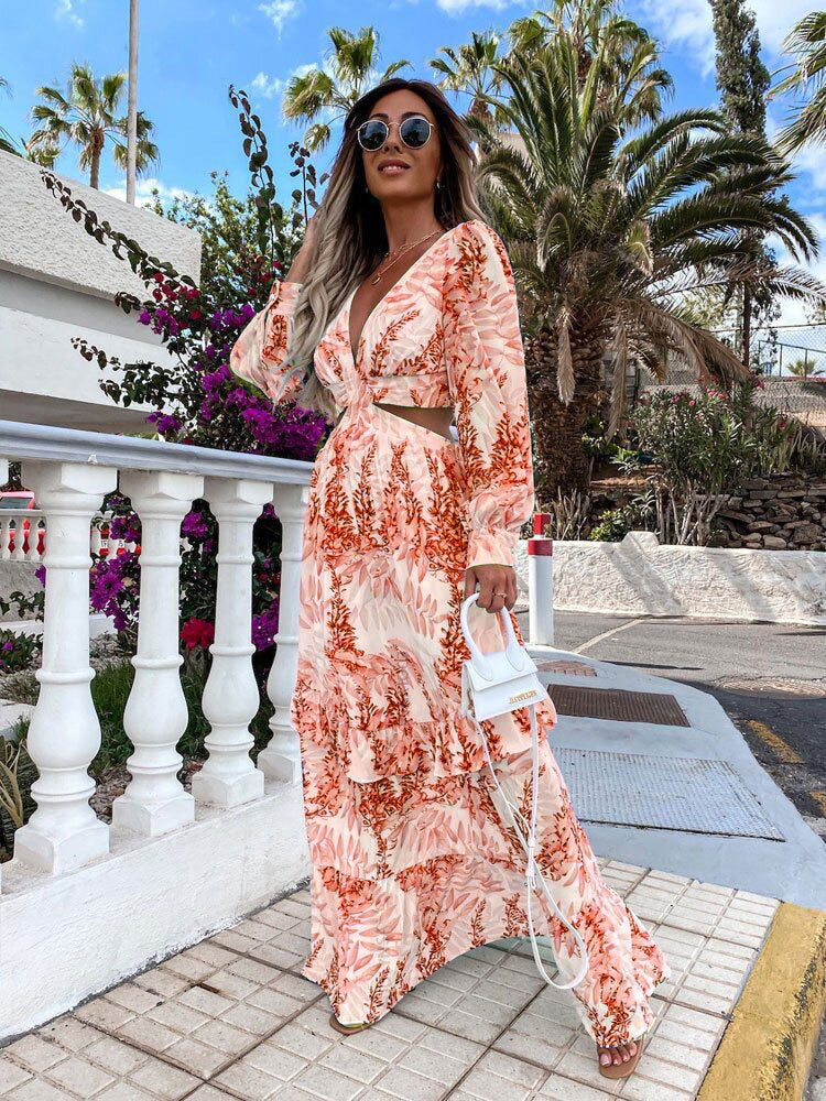 Bohemian Summer Maxi Dress, Boho Floral Dress