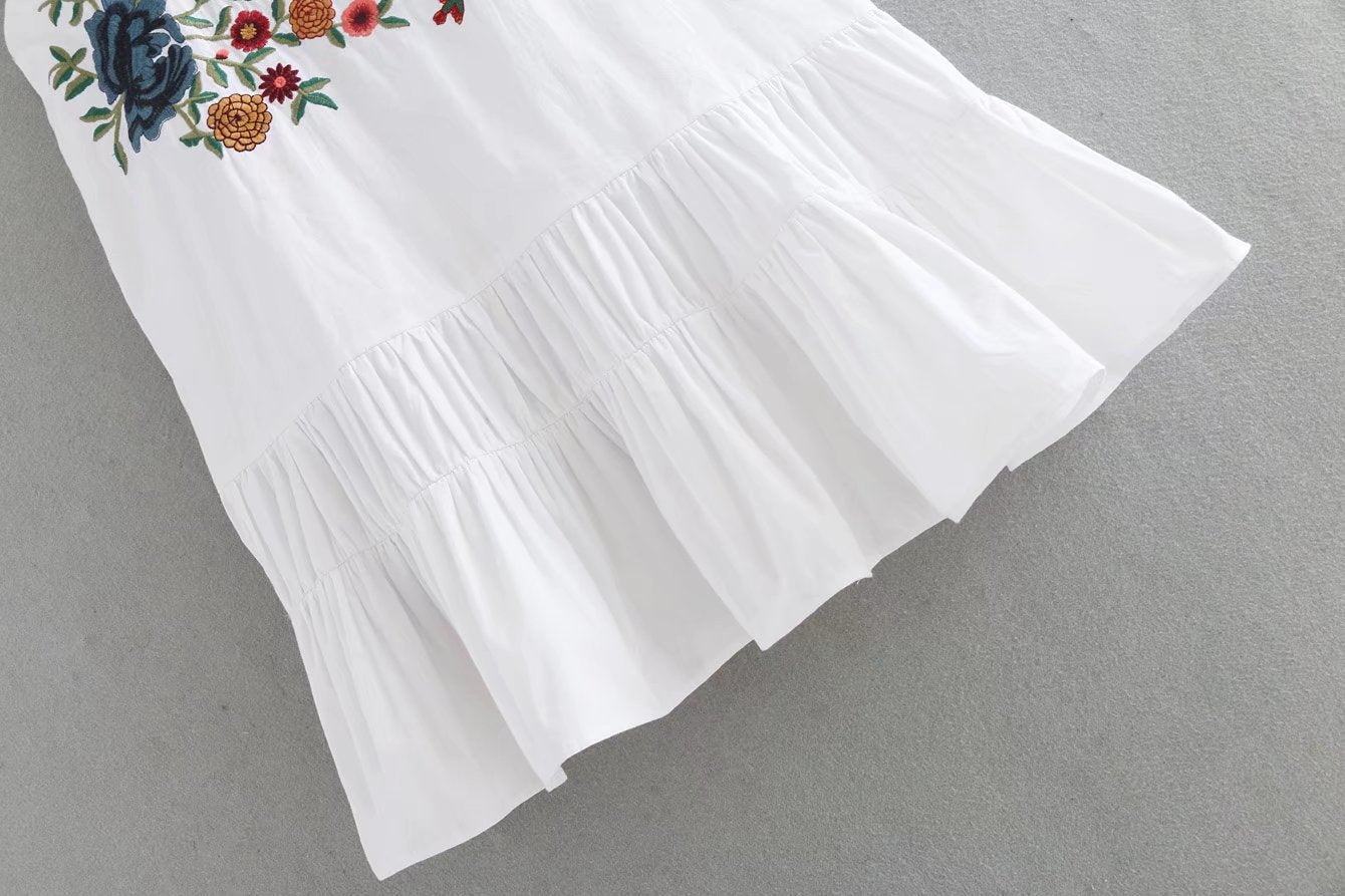 Hippie Embroidered Mini Dress, Bohemian Dress For Women