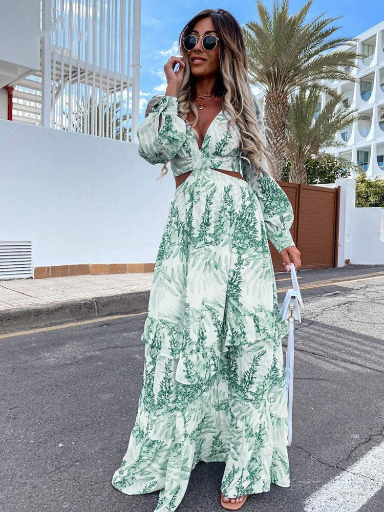 Bohemian Summer Maxi Dress, Boho Floral Dress