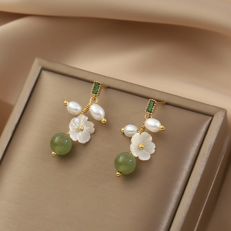 Pearl and deals jade earrings