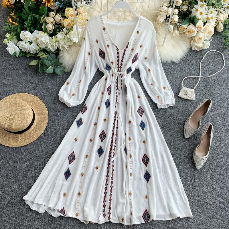 Embroidered Bohemian Retro Dress, Boho Summer Dress