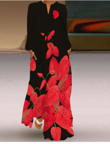 Boho Maxi Dress, Bohemian Print Dress For Women