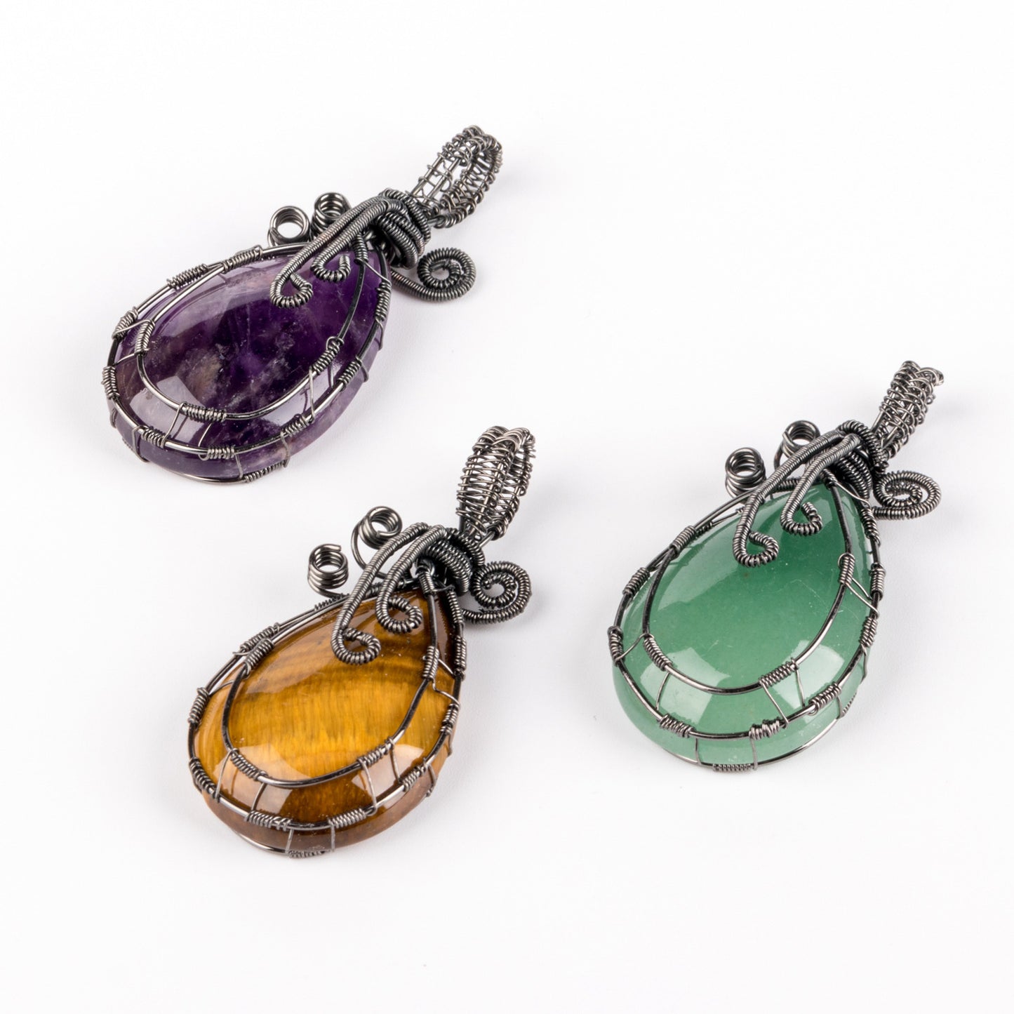 Natural Gemstone Crystal Water Drop Pendant