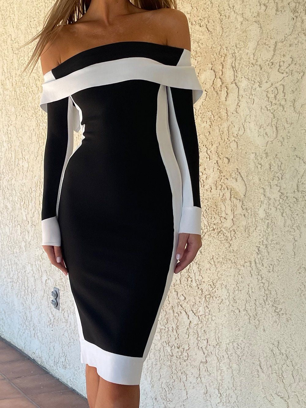 Black and White Bodycon Party Dress