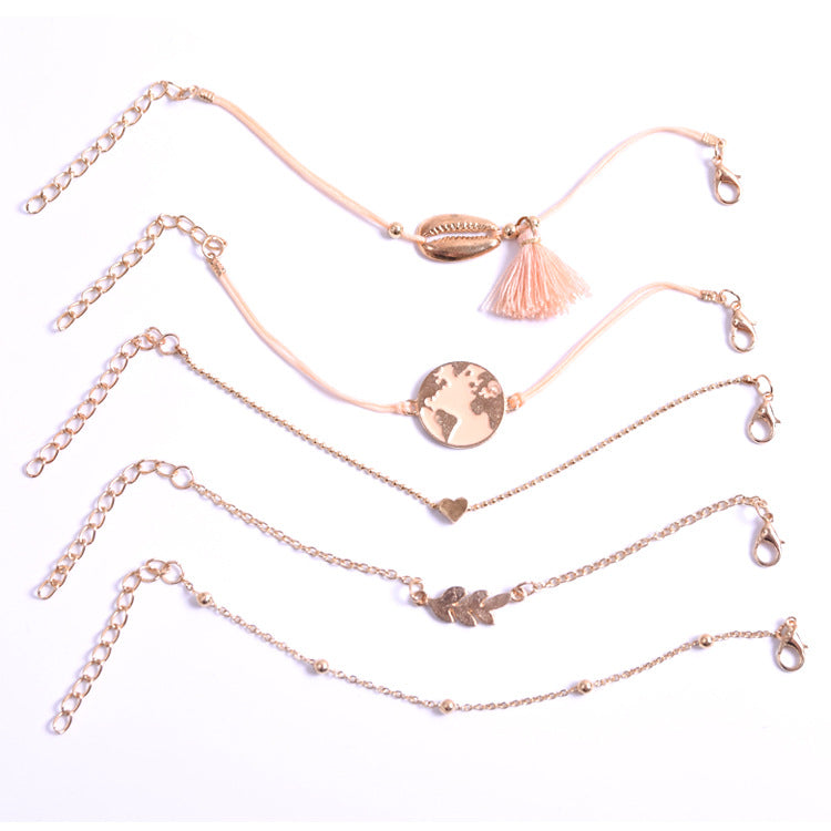 Set of 5 Tassel Bohemian Bracelets, Boho Bracelets For Women