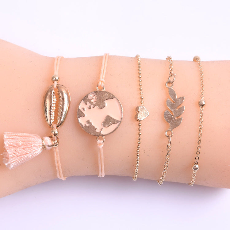 Set of 5 Tassel Bohemian Bracelets, Boho Bracelets For Women