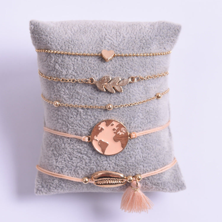 Set of 5 Tassel Bohemian Bracelets, Boho Bracelets For Women