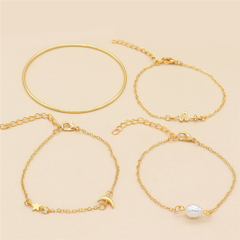 Set of 4 Chain Bracelets, Bohemian Bracelets For Women