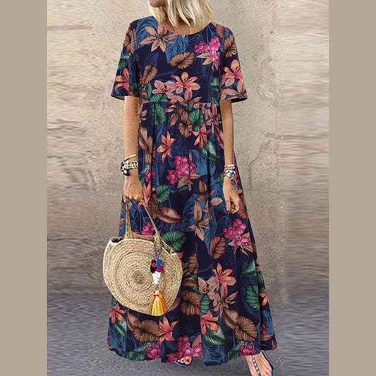 Boho Summer Floral Dress, Bohemian Maxi Dress For Women