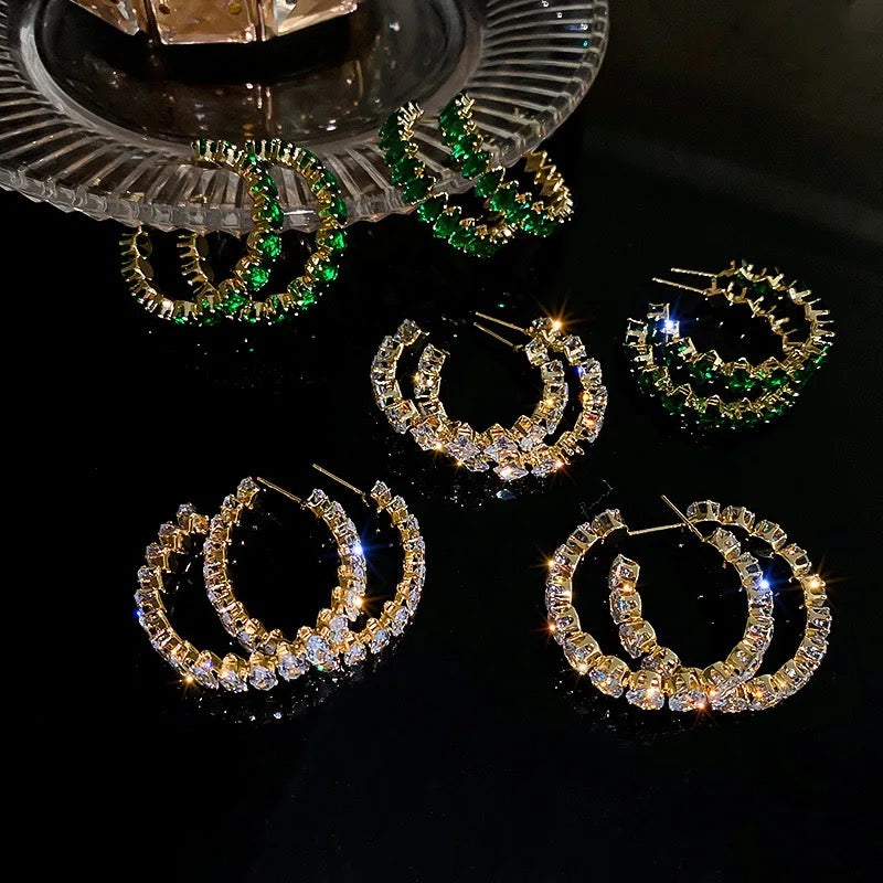 Luxury Crystal Zircon Hoop Earrings