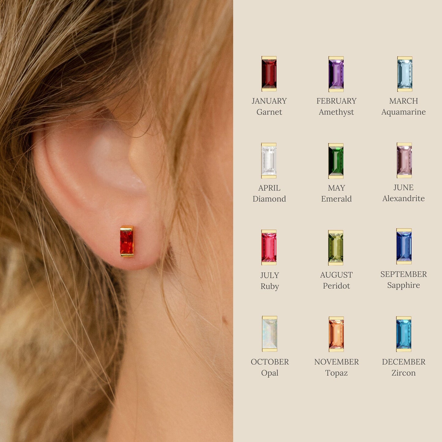 Birthstone Minimalist Earrings