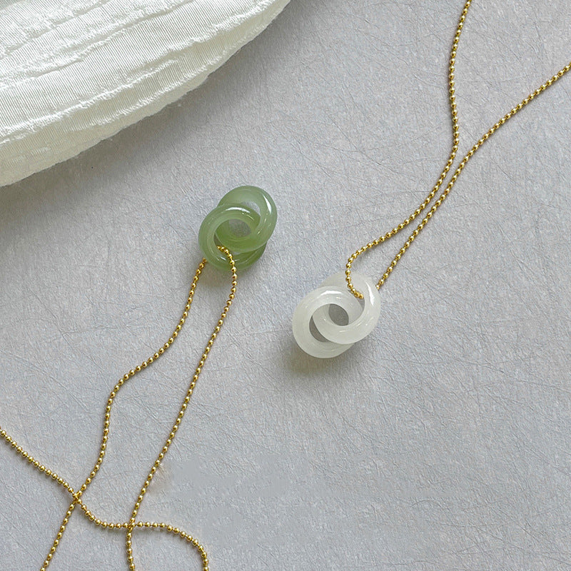 Interlocking Natural Hetian Jade Necklace