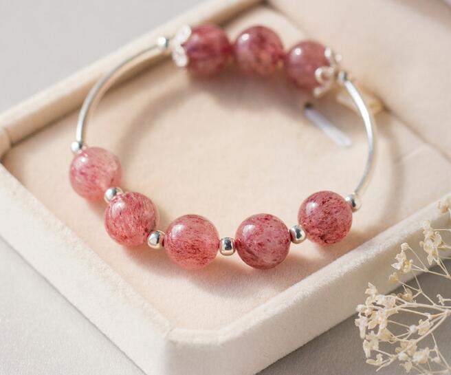 Natural Rose Quartz Gemstone Bracelet, Crystal Beads Bracelet