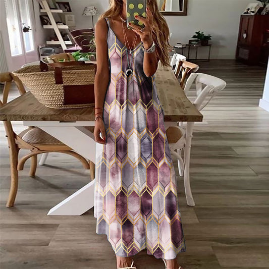 Bohemian Summer Dress, Boho Honeycomb Dress For Women