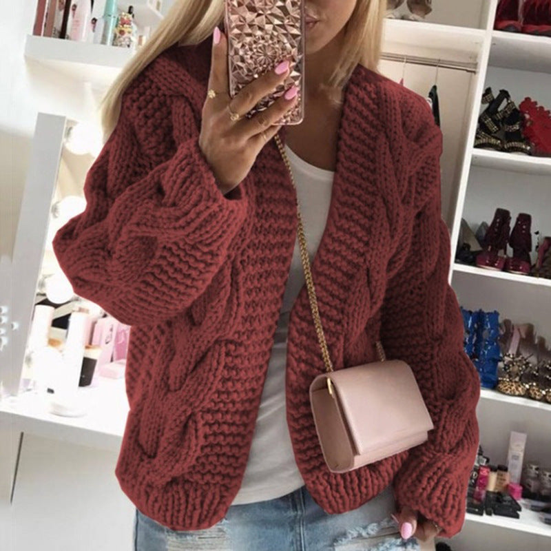 Sweater Cardigan For Women, Knitted Warm Jumper