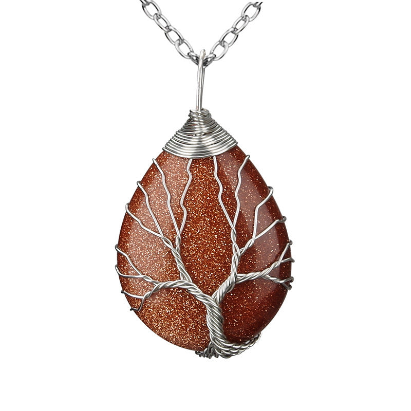 Large Gemstone Drop Pendant Necklace