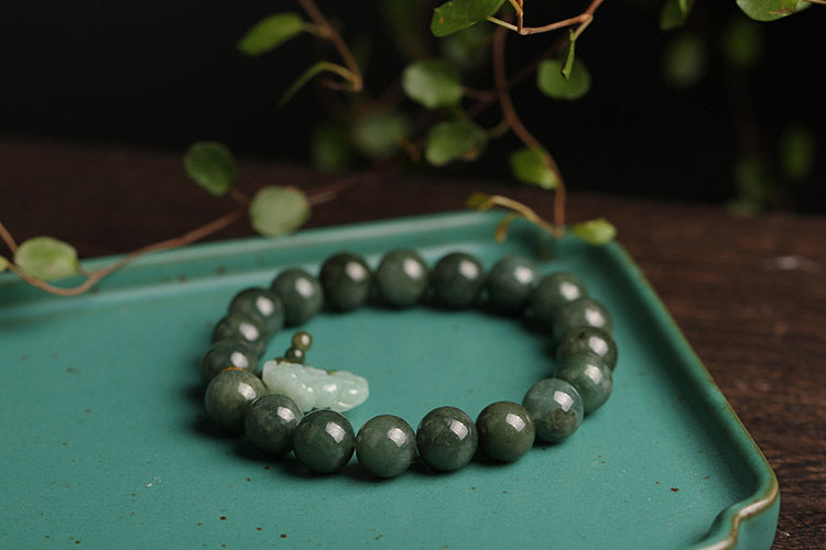  Jade Bracelet, Jade Jewelry, Buddha Gemstone Bracelet, Green Jade