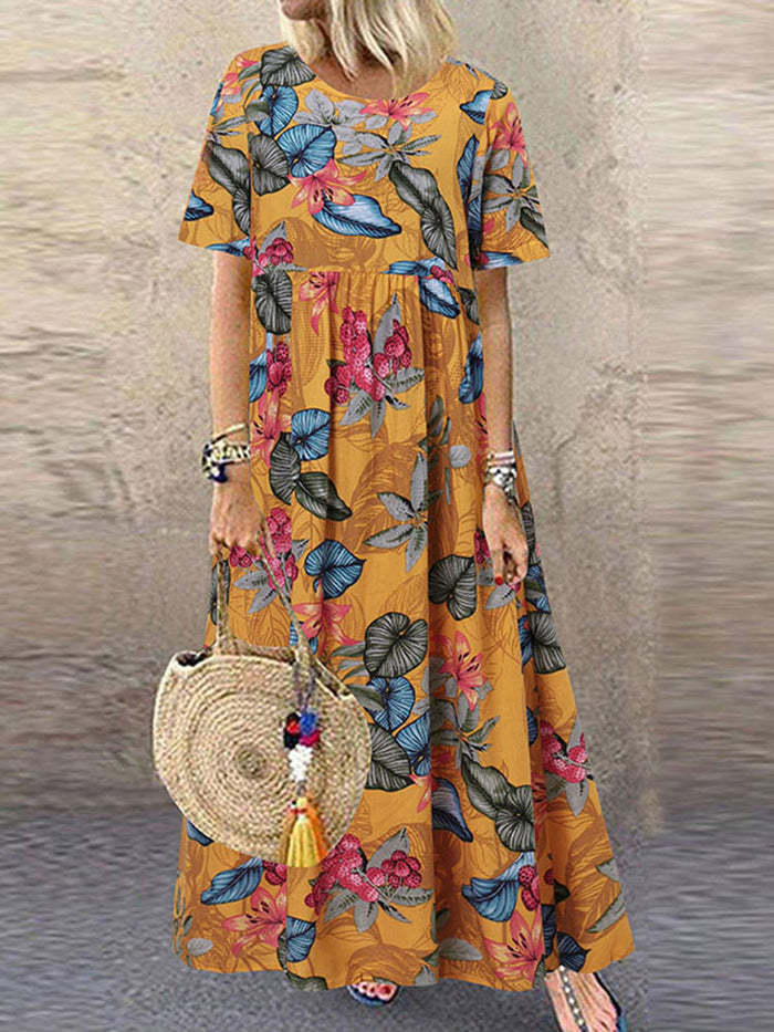 Boho Summer Floral Dress, Bohemian Maxi Dress For Women