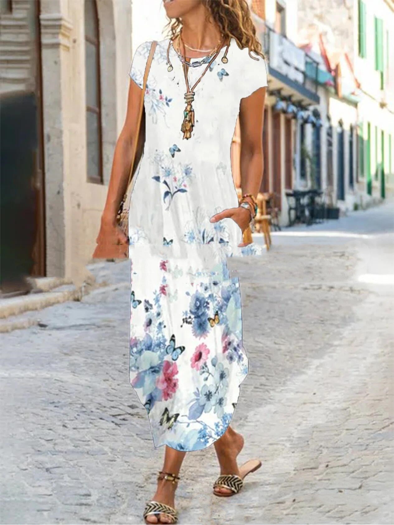 Boho Floral Dress, Bohemian Summer Dress For Women