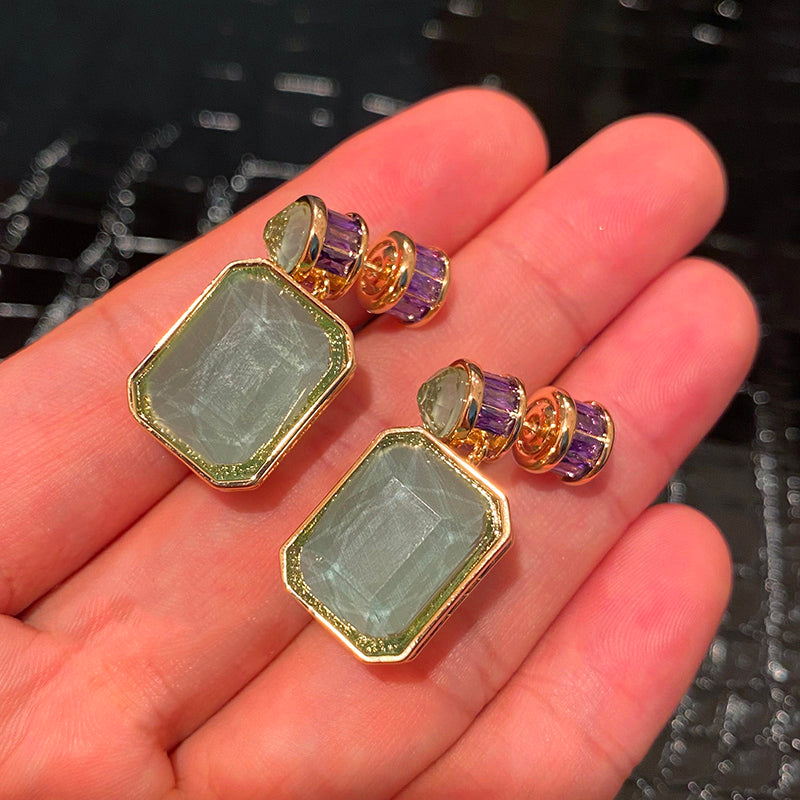 Raw Jade Gemstone Earrings, Jade Jewelry