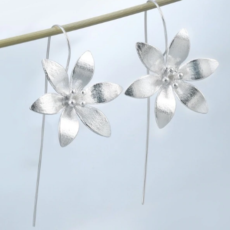 Flower Dangle and Drop Earrings, Statement Earrings