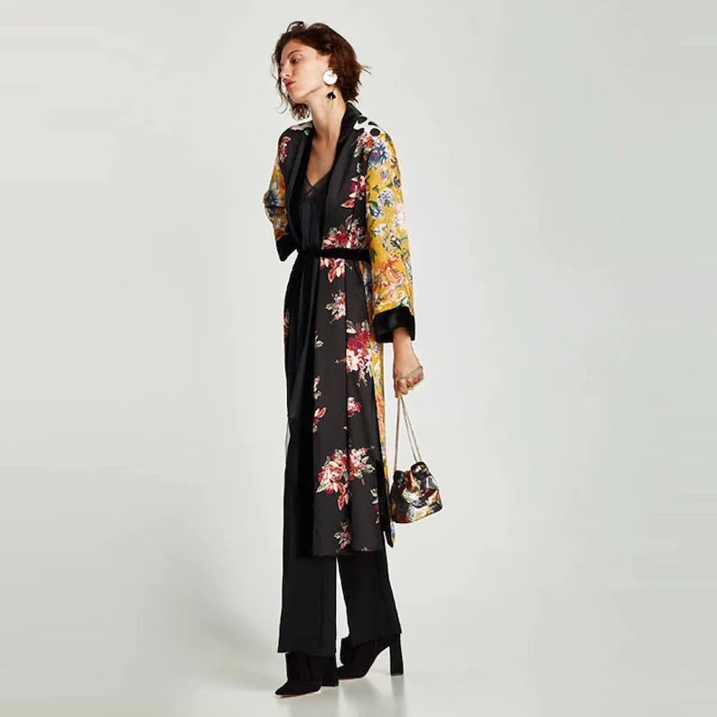 Contrast Patchwork Bohemian Kimono
