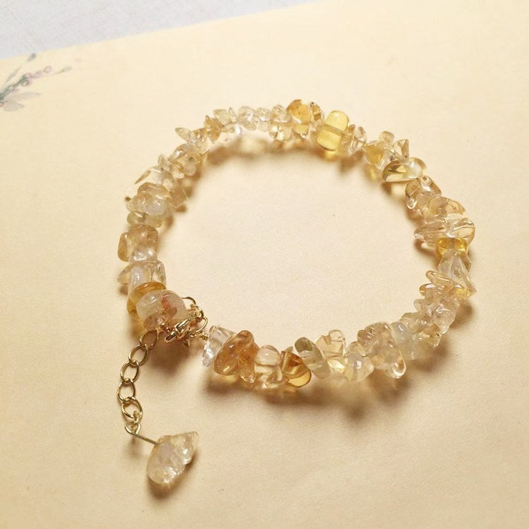 Natural Citrine Gemstone Bracelet, Crystal Beaded Bracelet
